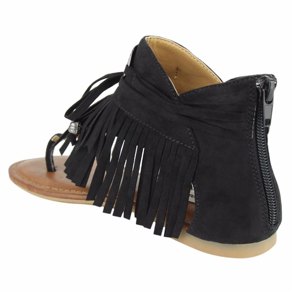 NWT Not Rated Chia Fringe Sandals Black - Picture 5 of 5